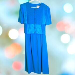 Lady Dorby sz 18 NWT Blue one piece short sleeve dress. Office, fall/winter